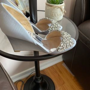 Beautiful satin wedges , brand new not worn